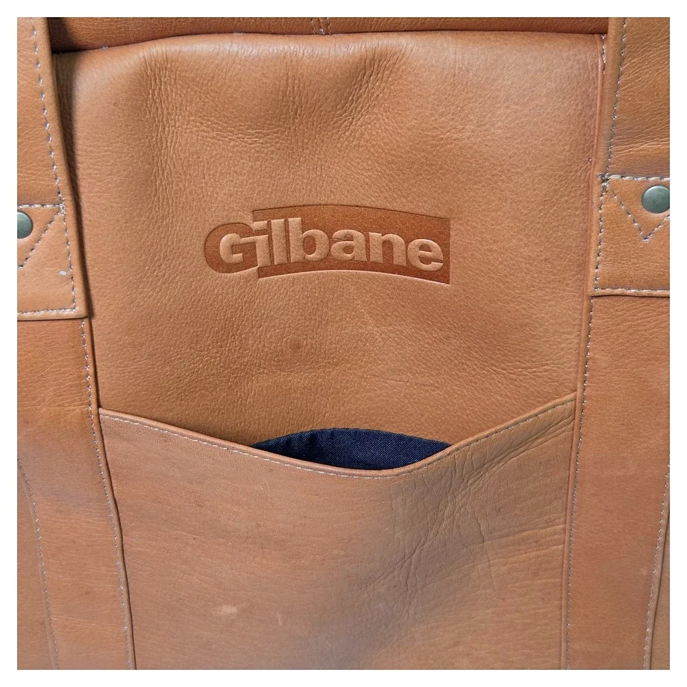 Gilbane Leather Weekender Travel Duffel Bag Brown 18x11x9 Carry On Luggage EUC